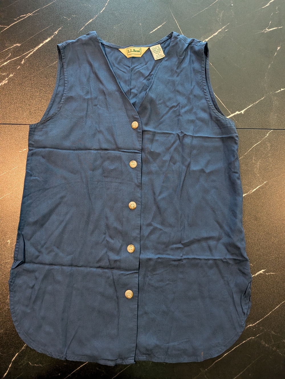 VINTAGE L.L. Bean Navy V-Neck Sleeveless Button Front Camisole - Picture 4 of 7